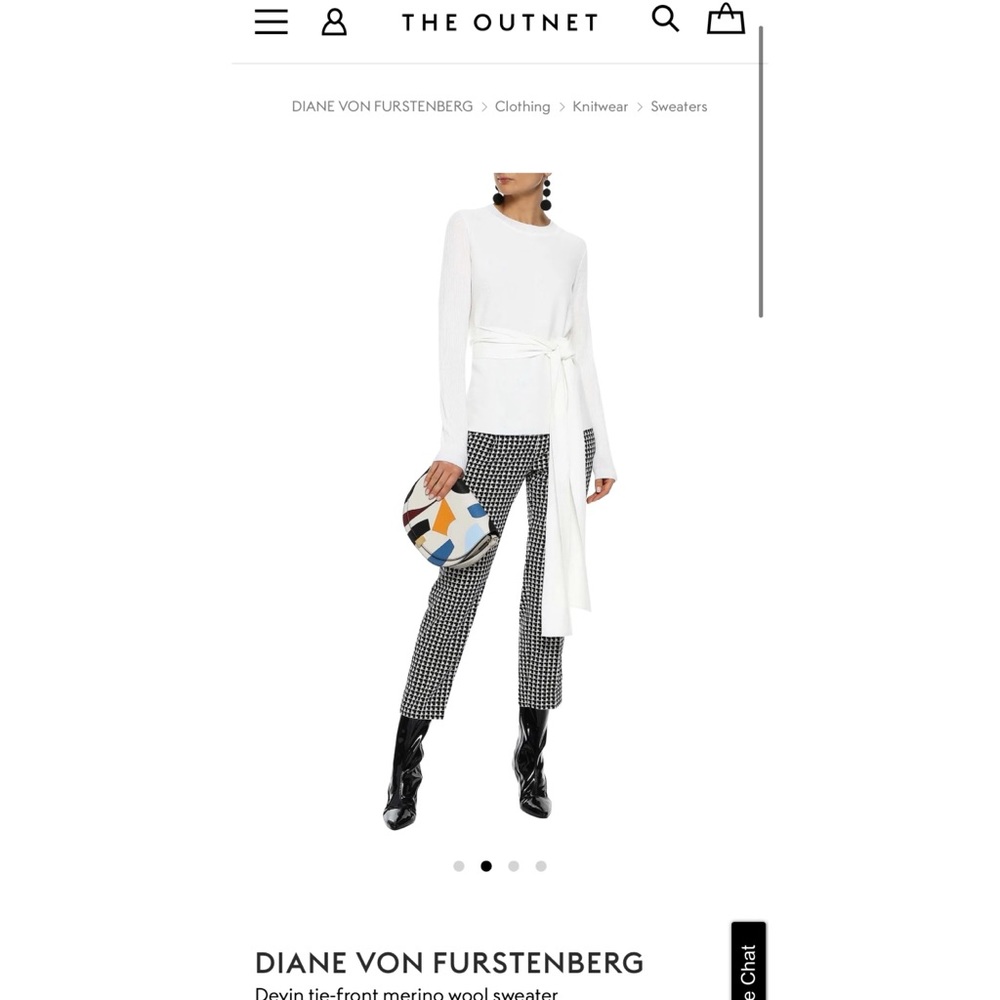 NWT DIANE VON FURSTENBERG MERINO WOOL Tie Sweater